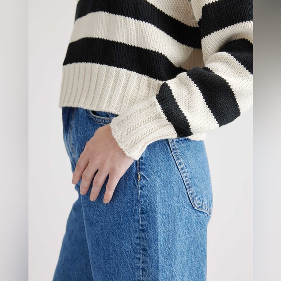 Quince Black and Cream Striped Sweater - Picture 3 of 11